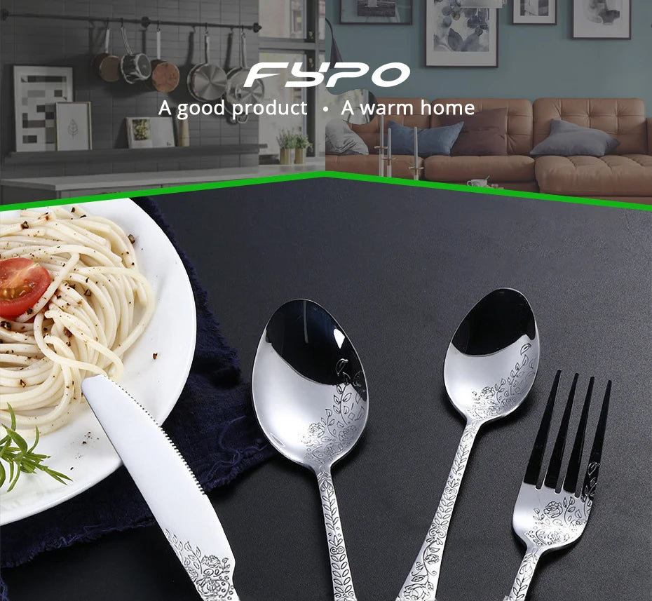 5/16Pcs Full Tableware for Kitchen,Stainless Steel Dinner Set with Box,Fork Spoon Knife Dinnerware Kit