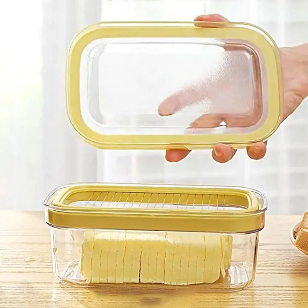 Kitchen Gadgets Hand Press Butter Keeper Plastic with Sealing Lid Butter Slicing Box Anti-Scratch Butter Slice Container Fridge