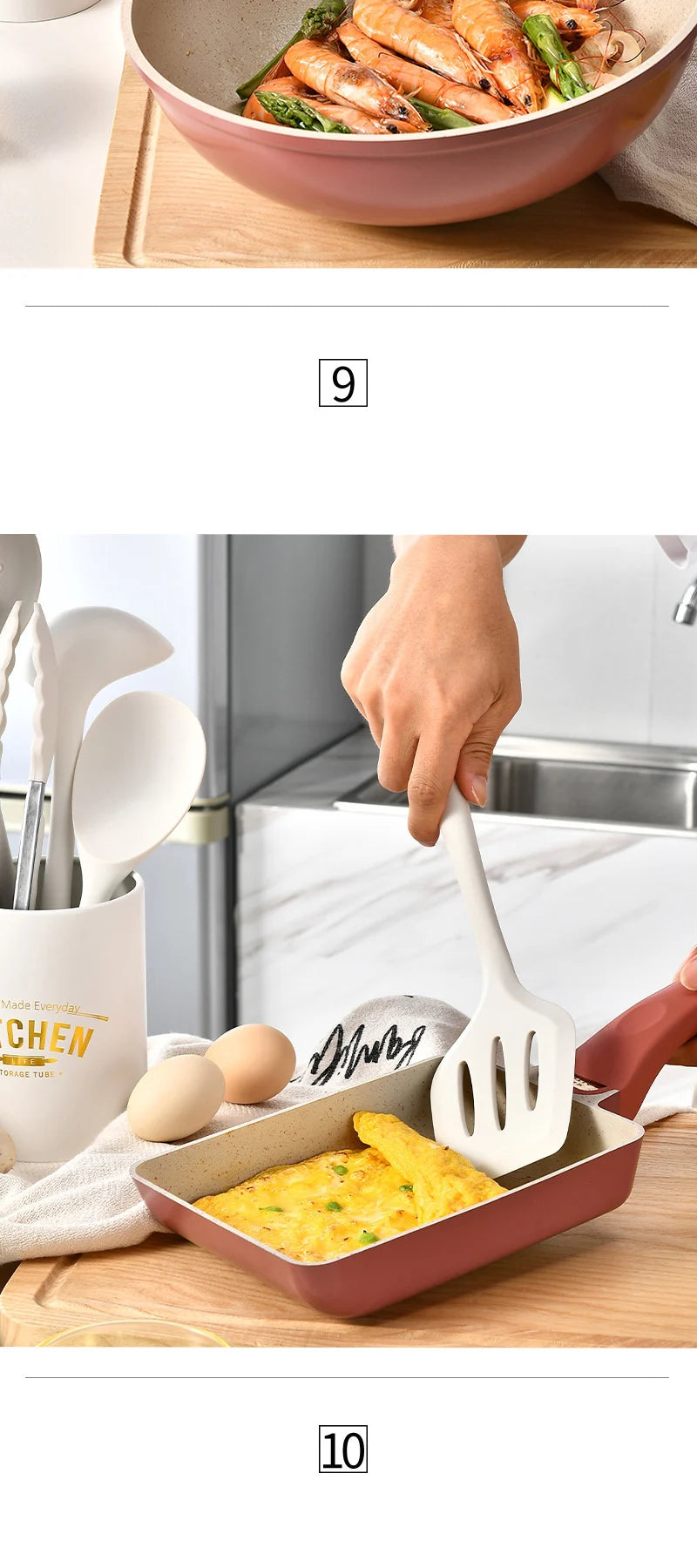 6PCS Silicone Kitchenware Non-Stick Cookware Kitchen Utensils Set Spatula Shovel Spoon Cooking Tool Set Withl Storage Bucket Too