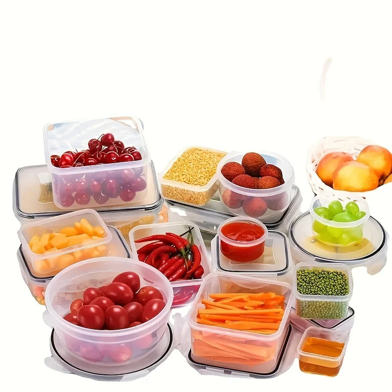 12/24 Clear Kitchen Food Storage Container Set - Microwave Safe, Multifunctional Plastic Lunch Box with Lid + 24 Chalkboard Labe