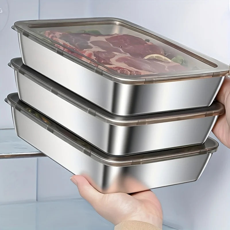Durable Stainless Steel Kitchen Organizers, Food Storage Containers, Multipurpose Rectangular Kitchen Organizers for Fridge