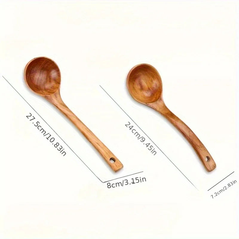 5-Piece Wooden Cooking Utensils Set – Non-Stick Kitchen Tools with Spoons & Spatulas, Heat-Resistant Cookware for Daily Use