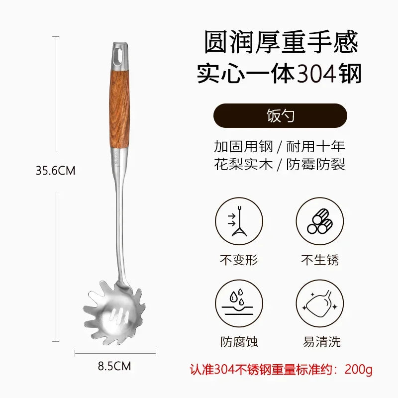 1 Pc Kitchen Utensil 304 Stainless Steel Cookware Rosewood Handle Spatula Household Cooking Baking Tools Kitchen Dining & Bar