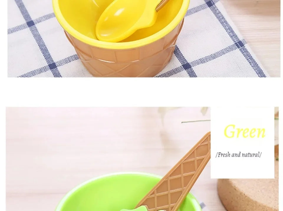 Ice Cream Cups and Ice Cream Scoop Set Summer Essential Party Ice Cream Cone Planter with Spoon Kitchen Supplies Kitchen Tools