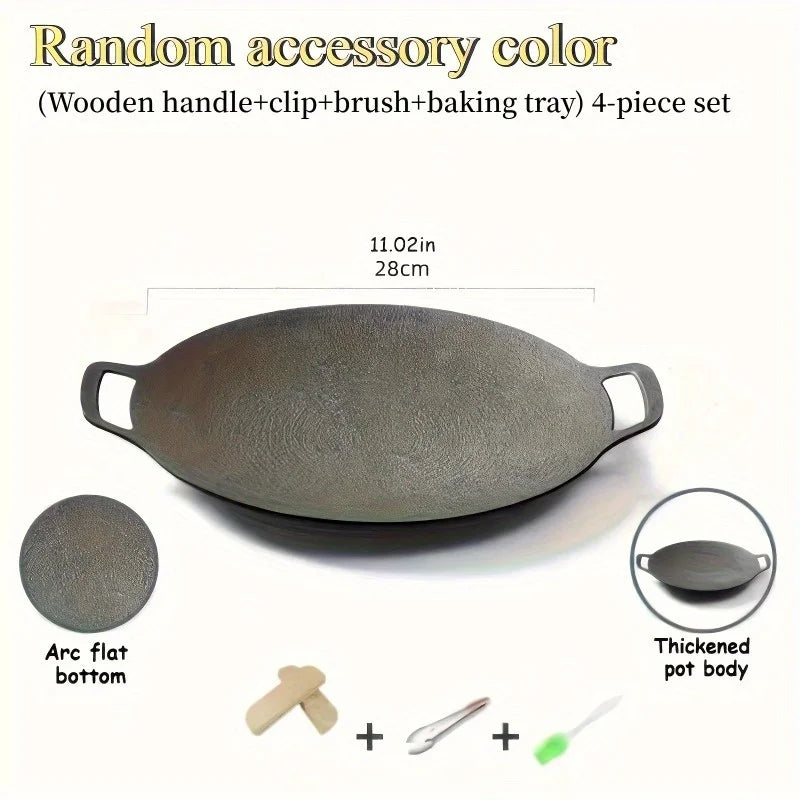 11.02-Inch Frying Pan + 3-Piece Kitchen Set – 4-Piece Non-Stick Cast Iron, Easy to Clean Restaurant Cooking Utensils