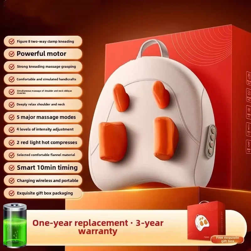 JAIYORL Electric Massage Pillow – Wireless Shiatsu with Heat for Neck, Back & Shoulder Relief