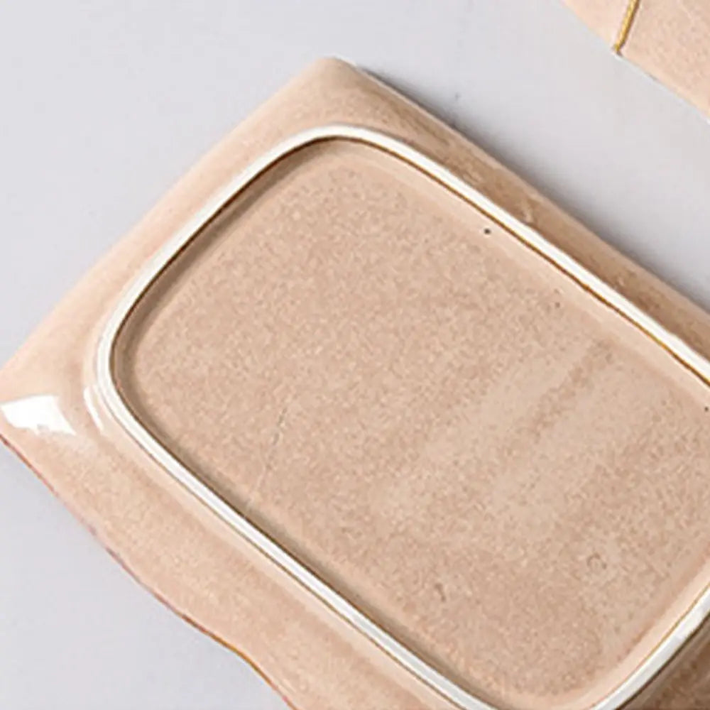 European Kitchen Utensils Ceramic Butter Dish Exquisite Rectangular Dim Sum Dish Household with Cover Storage Tray Hotel