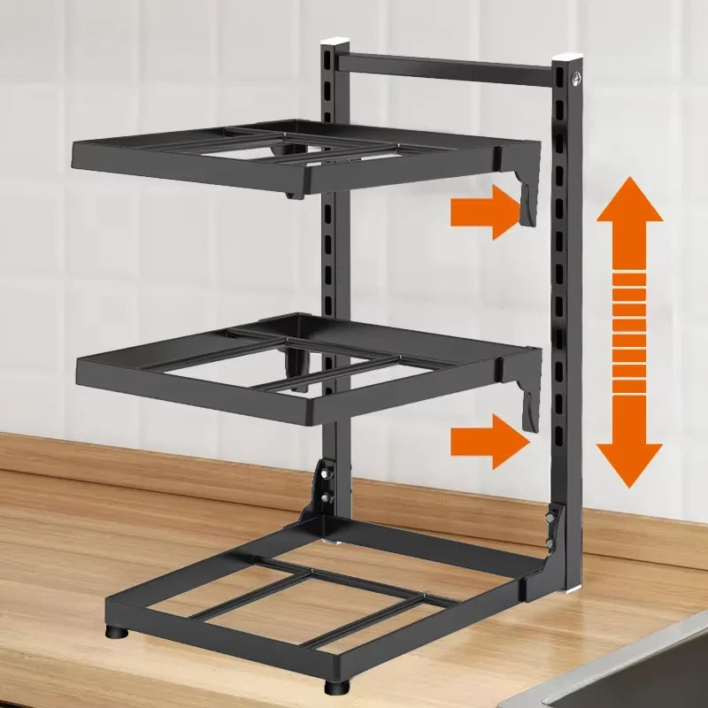 1PCS Kitchen Sink Shelf Multi-layer Pot Rack Under Cabinet Storage Organizer Rack Multi-functional Frying Pan Rice Cooker Holder