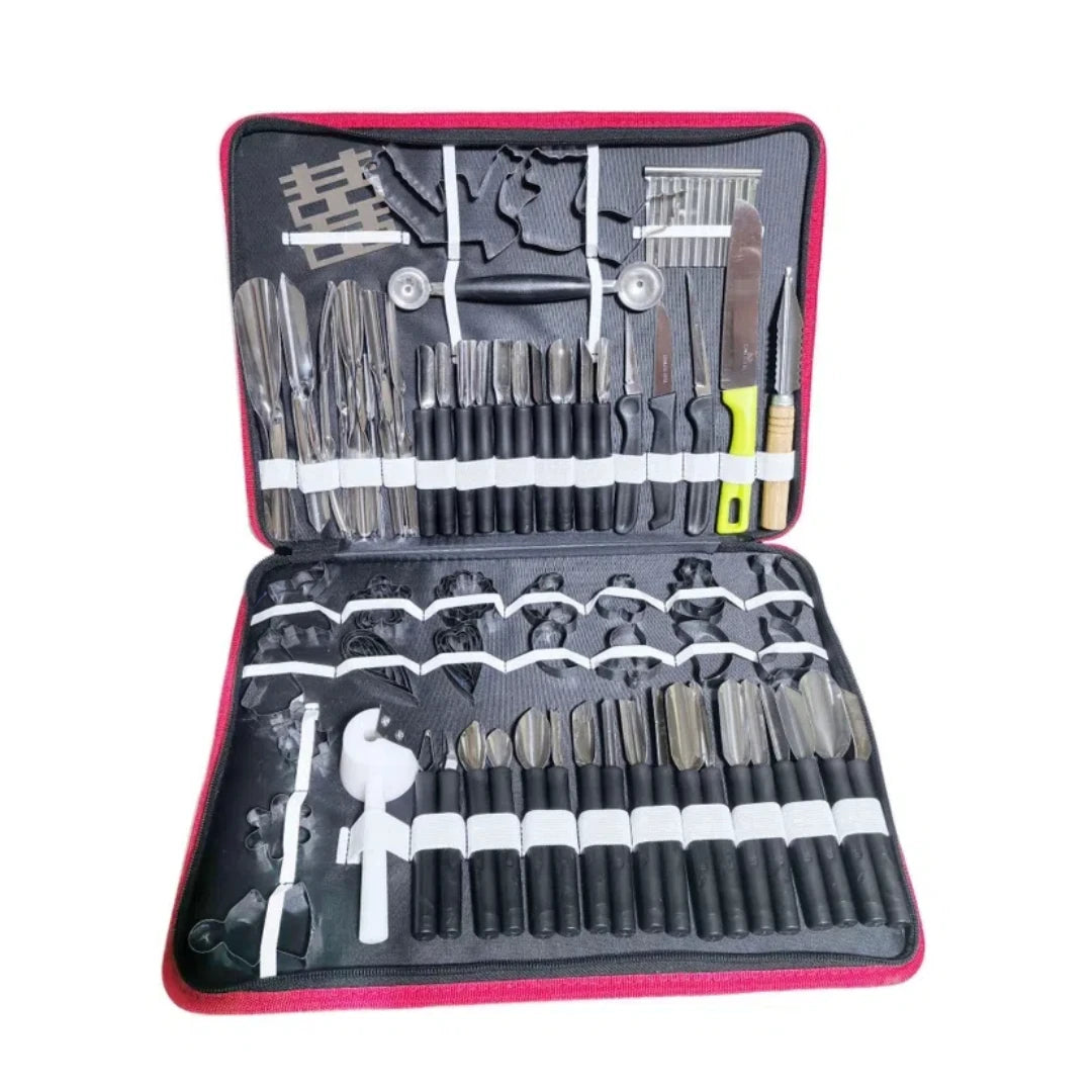 80 pieces of portable cutting knife, vegetable and fruit food kit, carved wooden kitchen.