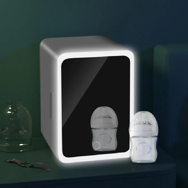 Home & Car Dual-Purpose Beauty Refrigerator – 4L Mini Cosmetic Fridge with Touch Lamp Mirror