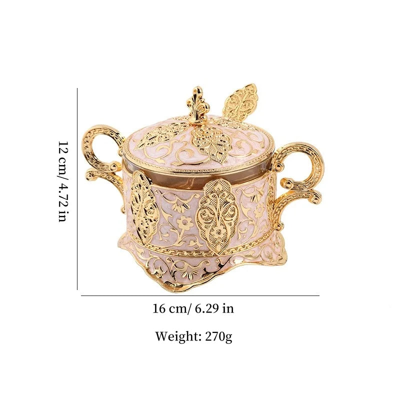 European Style Glass Storage Box Seasoning Bottle Restaurant Kitchen Daily Necessities Golden Storage Tank Kitchen Supplies