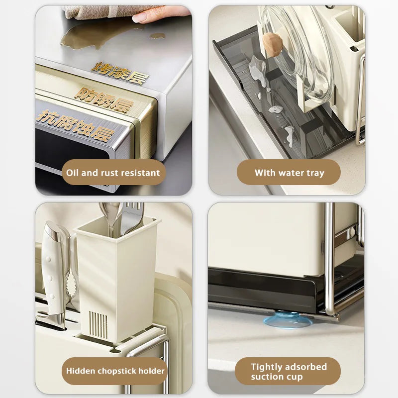 Kitchen Knife Rack Wall-mount Cutting Board Storage Racks Household Multifunctional Countertop Chopping Board Storage Rack