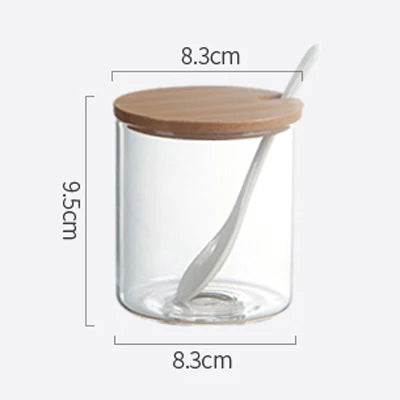 Ceramic Seasoning Jars with Wooden Lid Salt Shakers Kitchen Supplies White Spice Organizer Canister Spoon Set White Sugar Box