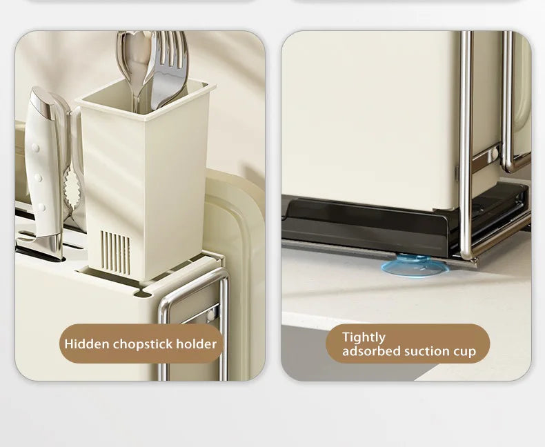 Kitchen Knife Rack Wall-mount Cutting Board Storage Racks Household Multifunctional Countertop Chopping Board Storage Rack