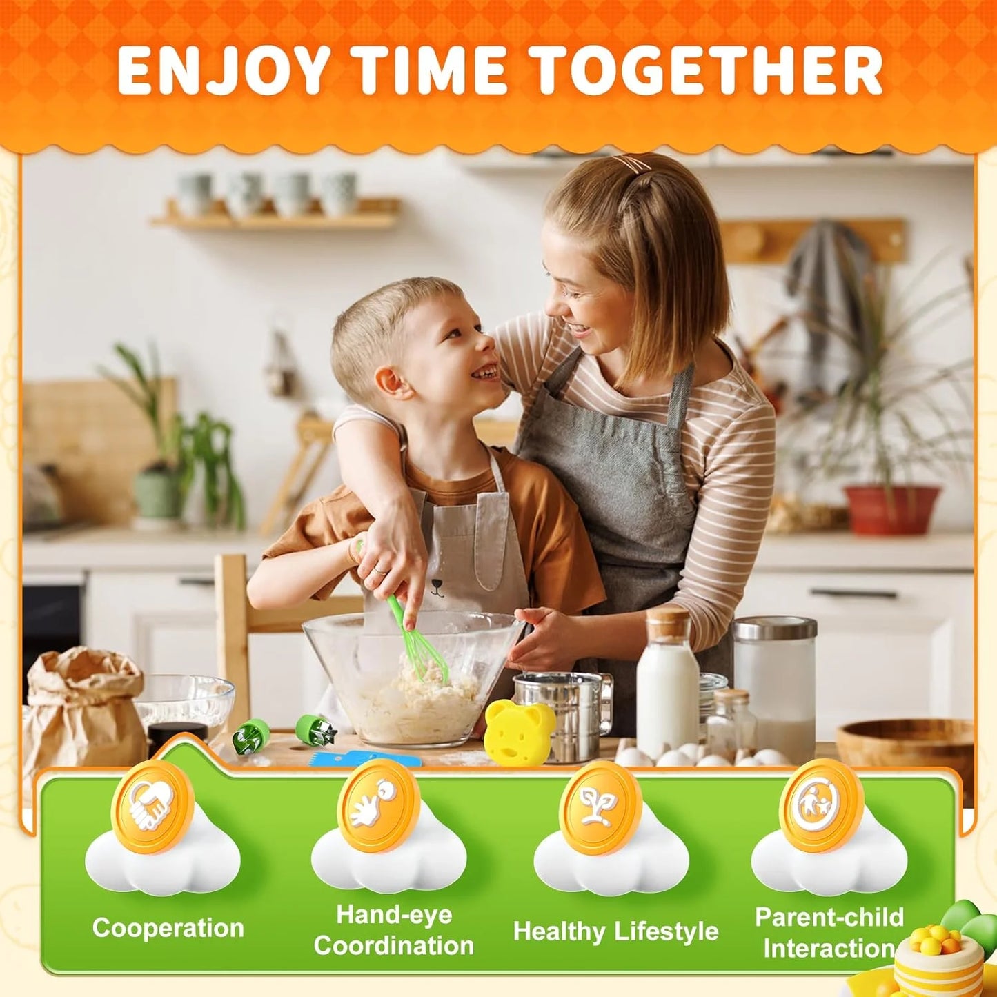 17PCS Kids Cooking Sets Real Cooking Montessori Kitchen Toys for DIY Plastic Kitchen Accessories Tools Toddlers Kids Safe Knives