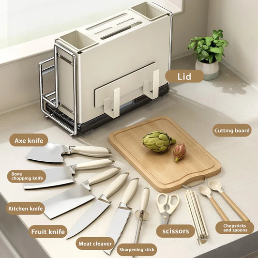 Kitchen Knife Rack Wall-mount Cutting Board Storage Racks Household Multifunctional Countertop Chopping Board Storage Rack