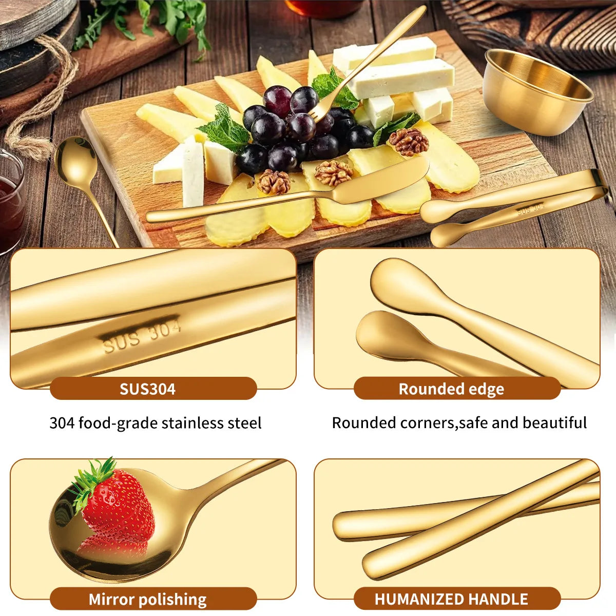 16/20 Pcs Kitchen Cooking Utensils Set Food Tongs Stainless Steel Cheese Butter Knife Soup Spoon Fruit Fork Sauce Bowl Tableware