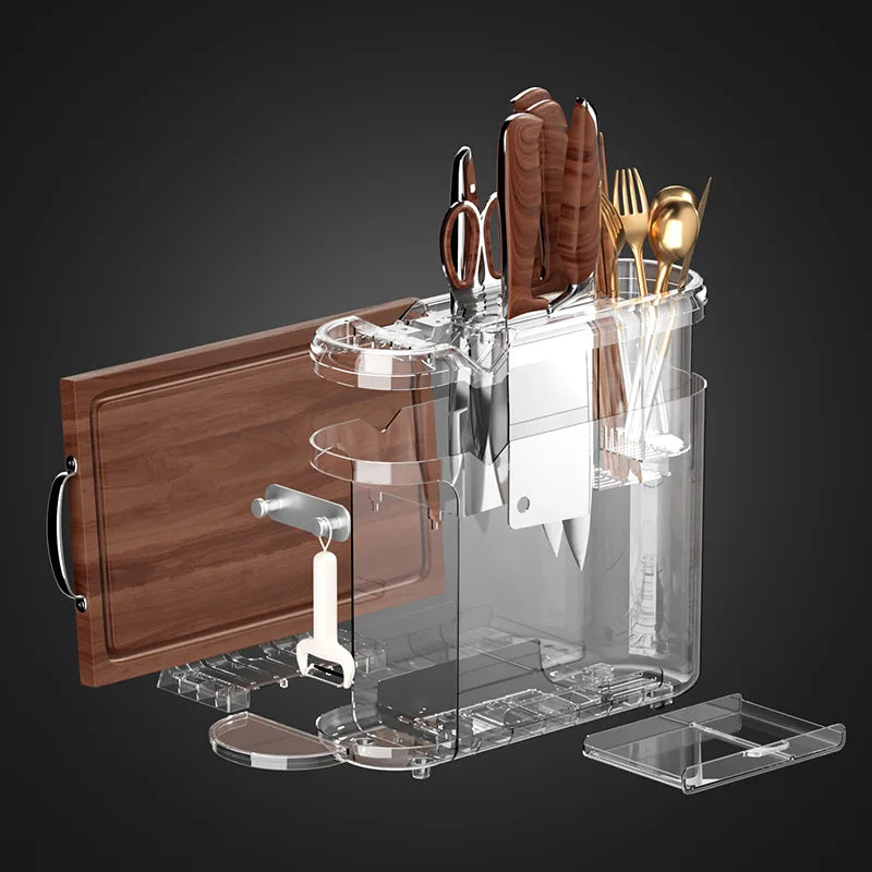 Kitchen knife holder, storage rack for kitchen knives, multifunctional integrated tool sorting and storage rack