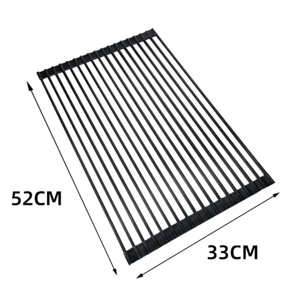 Kitchen Foldable Dish Drying Rack Silicone, Multi-Purpose Foldable Sink Drying Mat, Heat-Resistant and Rust-Proof Dish Rack