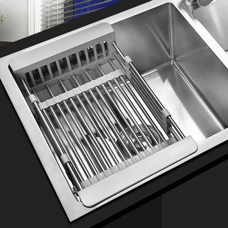 Kitchen Drain Rack Stainless Steel Retractable Sink Rack Storage Rack Household Tableware And Dishes Storage Rack