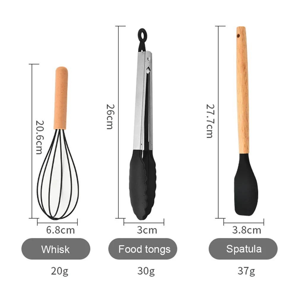 12Pcs Kitchen Utensil Set Silicone Spatula Set Spatula Spoon Brush Whisk Cooking Tools Kit Non-Stick Spatula Set for Kitchen