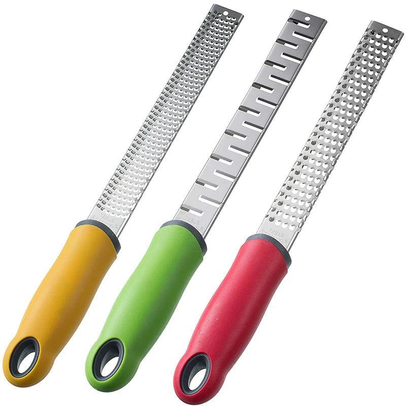 Kitchen Graters set of 3, Stainless Steel Zester, Chocolate-Garlic-Ginger-Nutmeg-Coconut-Spice-Parmesan Cheese Shredder & grater
