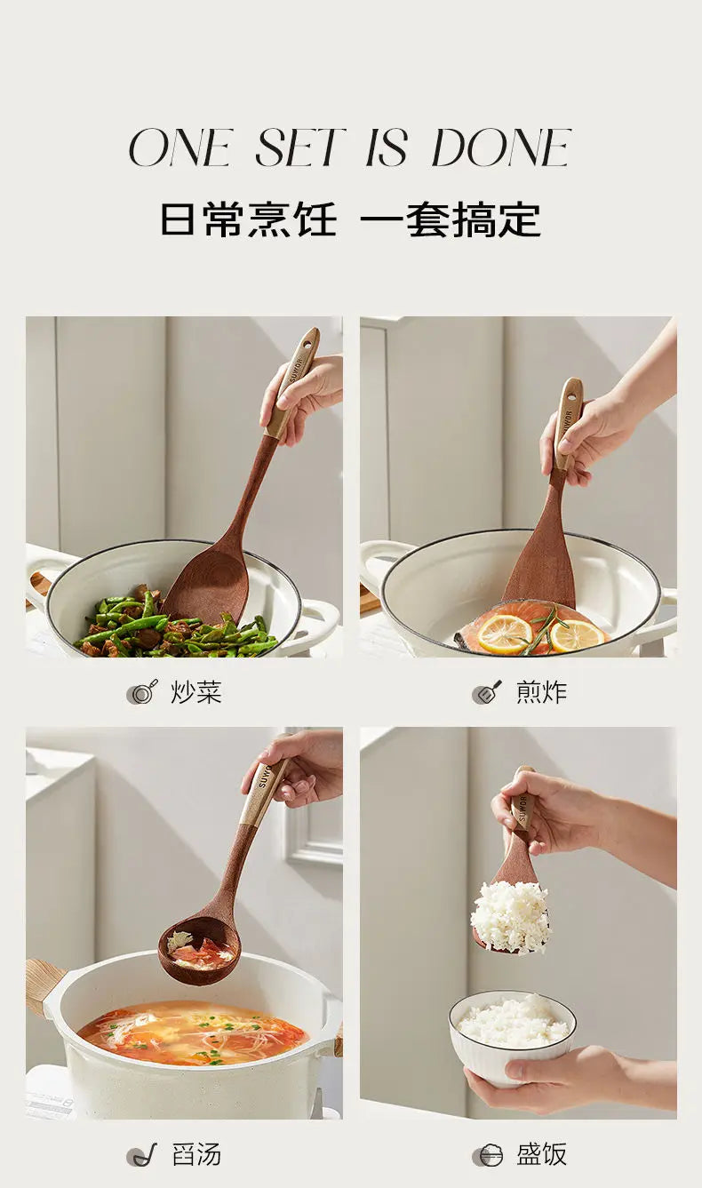 Kitchen Cooking Utensils Ebony Spatula Spoon Non Stick Pan Special Stir Fry Shovel High Temperature Resistant Wooden Spatula