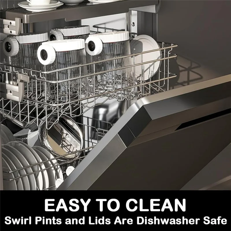 Cream Pints & Lids 4-Pack – Replacement Containers for NC700 Series Ninja Swirl Ice Cream & Soft Serve Makers