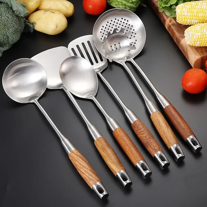 1 Pc Kitchen Utensil 304 Stainless Steel Cookware Rosewood Handle Spatula Household Cooking Baking Tools Kitchen Dining & Bar