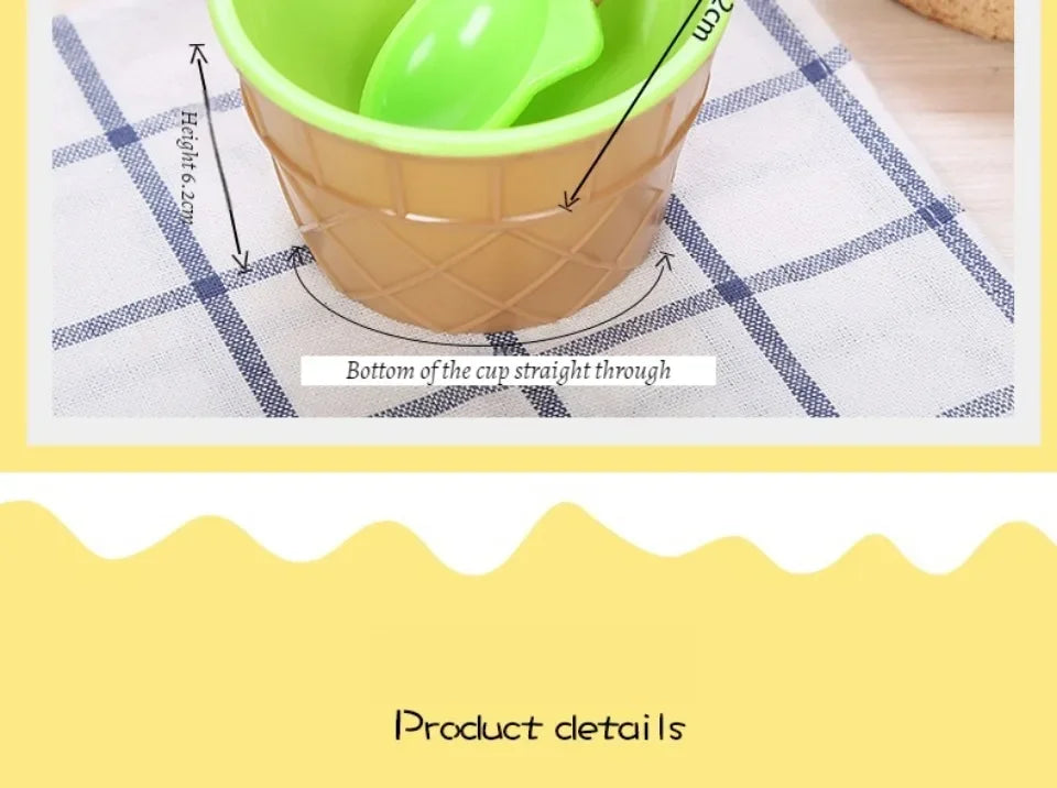 Ice Cream Cups and Ice Cream Scoop Set Summer Essential Party Ice Cream Cone Planter with Spoon Kitchen Supplies Kitchen Tools