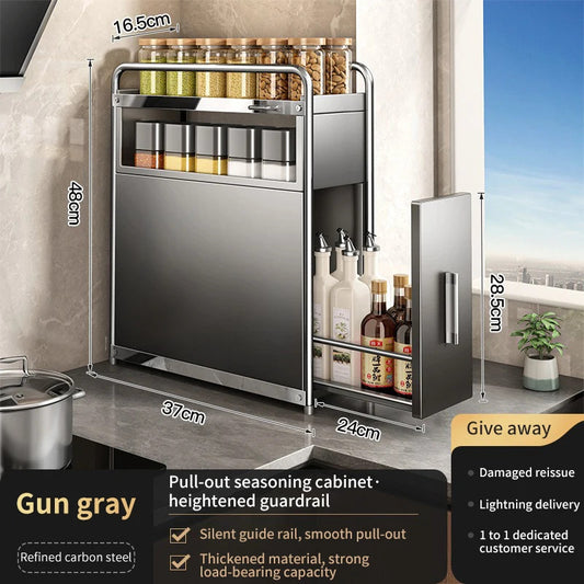 Kitchen Spice Organizer Kitchen Pull Out Seasoning Drawer Rack Countertop Dustproof Cup Storage Rack Multipurpose Spice Cabinet