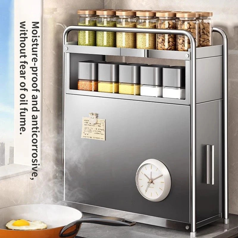Kitchen Spice Organizer Kitchen Pull Out Seasoning Drawer Rack Countertop Dustproof Cup Storage Rack Multipurpose Spice Cabinet