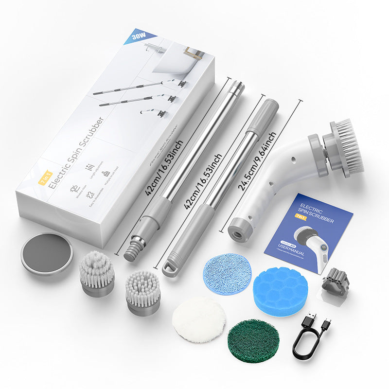 7-in-1 Rotating Electric Cleaning Brush – Long-Life Large Capacity Battery Household Scrubber