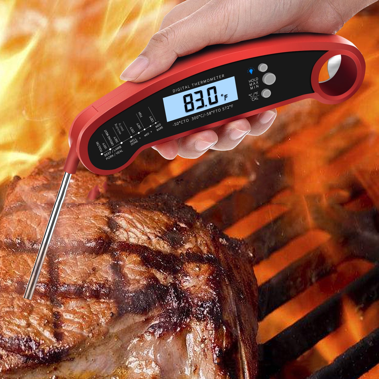 Digital Food & Barbecue Thermometer – Instant Read Temperature Measurement for Cooking & Grilling
