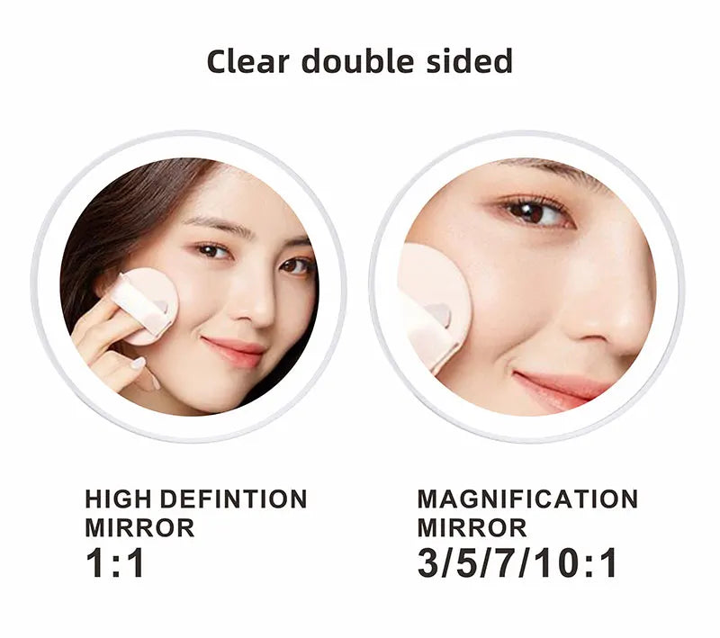 8 inch Makeup Mirror Chrome 3x/5x/7x/10x Magnifying Double Side USB Charging Bathroom 3 color light Smart Cosmetic Mirrors