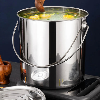 201 Stainless Steel Stockpot with Lid Simmered Soup Stew Boiling Strew Simmer for Hotel Household Kitchen Essential