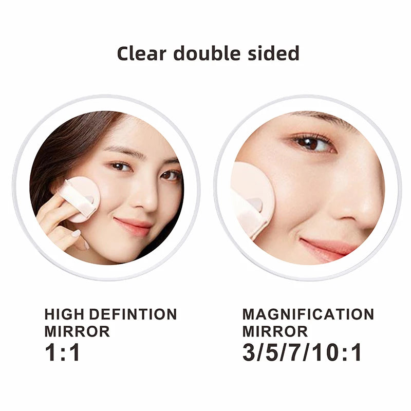 8 inch Makeup Mirror Chrome 3x/5x/7x/10x Magnifying Double Side USB Charging Bathroom 3 color light Smart Cosmetic Mirrors