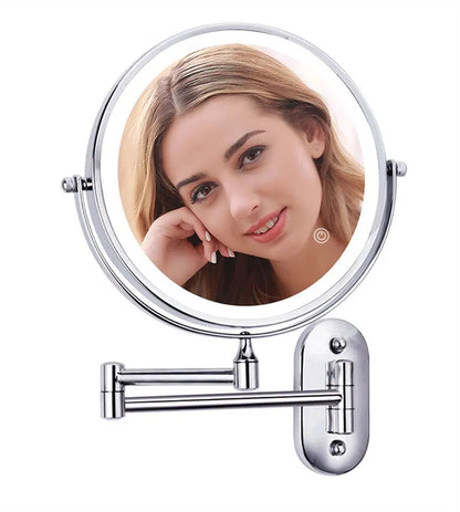 8 inch Makeup Mirror Chrome 3x/5x/7x/10x Magnifying Double Side USB Charging Bathroom 3 color light Smart Cosmetic Mirrors