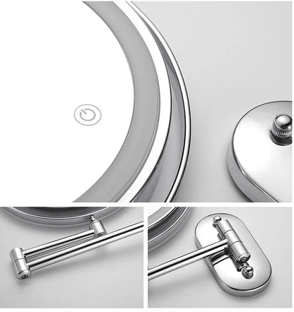 8 inch Makeup Mirror Chrome 3x/5x/7x/10x Magnifying Double Side USB Charging Bathroom 3 color light Smart Cosmetic Mirrors