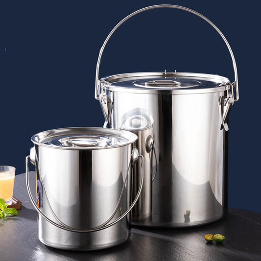 201 Stainless Steel Stockpot with Lid Simmered Soup Stew Boiling Strew Simmer for Hotel Household Kitchen Essential