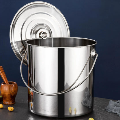 201 Stainless Steel Stockpot with Lid Simmered Soup Stew Boiling Strew Simmer for Hotel Household Kitchen Essential