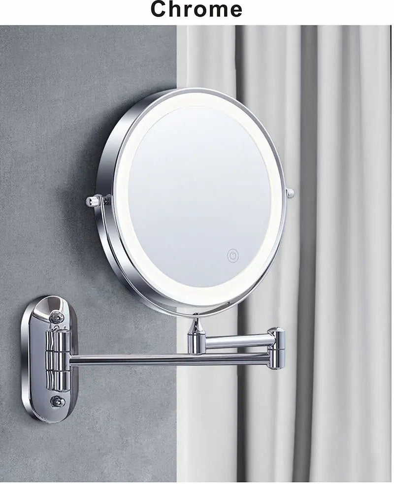 8 inch Makeup Mirror Chrome 3x/5x/7x/10x Magnifying Double Side USB Charging Bathroom 3 color light Smart Cosmetic Mirrors