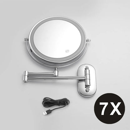 8 inch Makeup Mirror Chrome 3x/5x/7x/10x Magnifying Double Side USB Charging Bathroom 3 color light Smart Cosmetic Mirrors