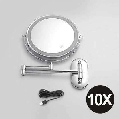 8 inch Makeup Mirror Chrome 3x/5x/7x/10x Magnifying Double Side USB Charging Bathroom 3 color light Smart Cosmetic Mirrors