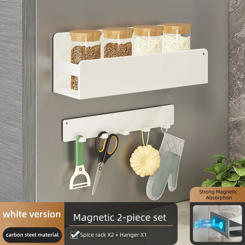 Magnetic Spice Storage Rack – Black Refrigerator & Oven Organizer, Fridge Shelf for Spices