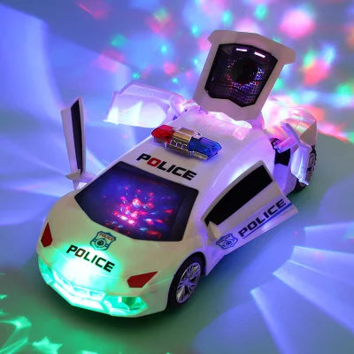 Electric Dancing & Deforming Police Car Toy – Rotating, Music, Lights – Gift for Kids