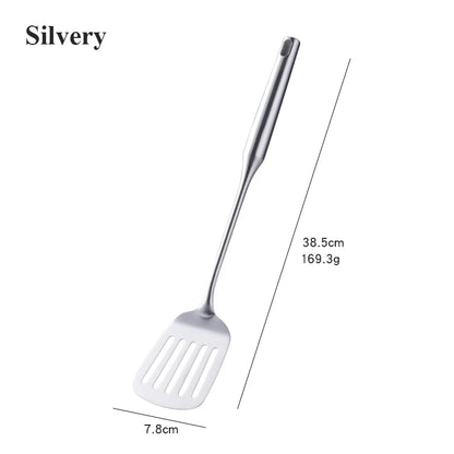 1PC  Kitchen Silver Cooking Set 304 Stainless Steel Spatula Soup Spoon Special Cooking Shovel with Hollow Handle Kitchen Tools