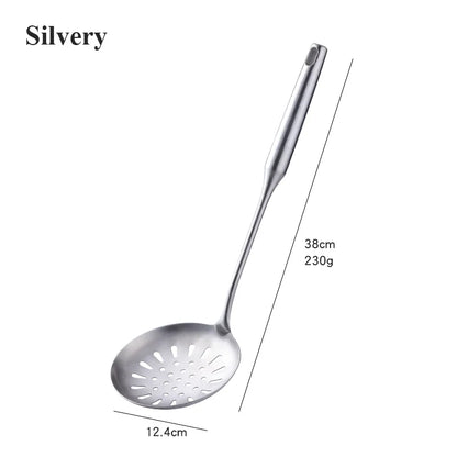 1PC  Kitchen Silver Cooking Set 304 Stainless Steel Spatula Soup Spoon Special Cooking Shovel with Hollow Handle Kitchen Tools