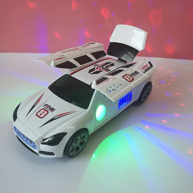 Electric Dancing & Deforming Police Car Toy – Rotating, Music, Lights – Gift for Kids