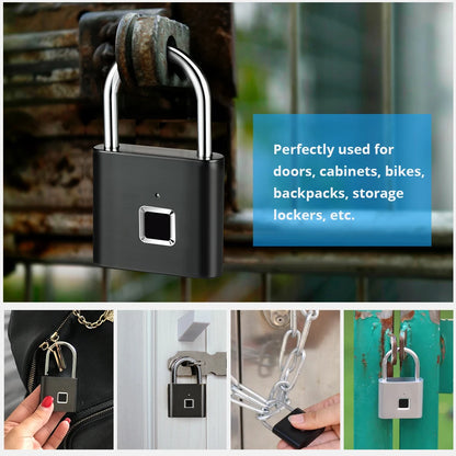KERUI Smart Fingerprint Padlock Waterproof Fingerprint Keyless Door Lock Type C Rechargeable Security Padlock for House